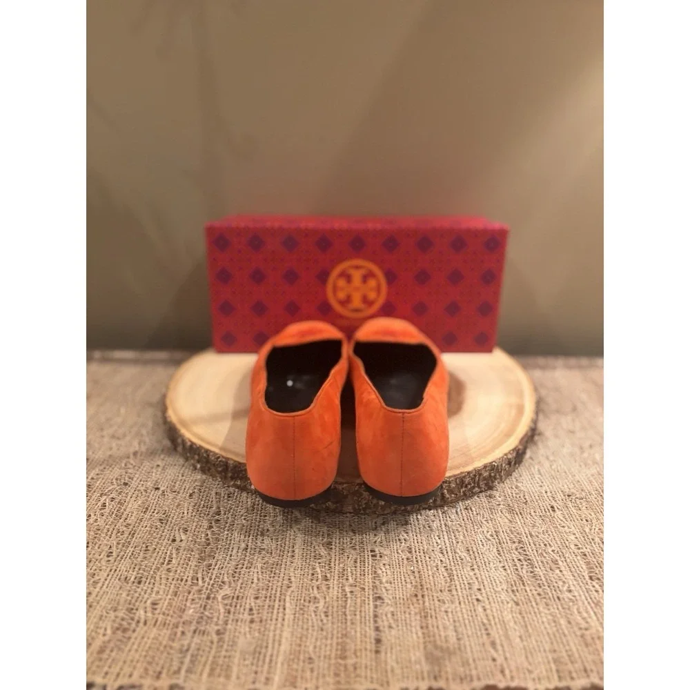 Tory Burch Fitz Orange Brushed Suede moccasins‎ loafers flats 7.5